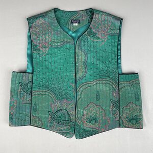 Korean Grandma Kimchi Retro Vest Floral Quilted Green Gabriel Brand Women’s 88